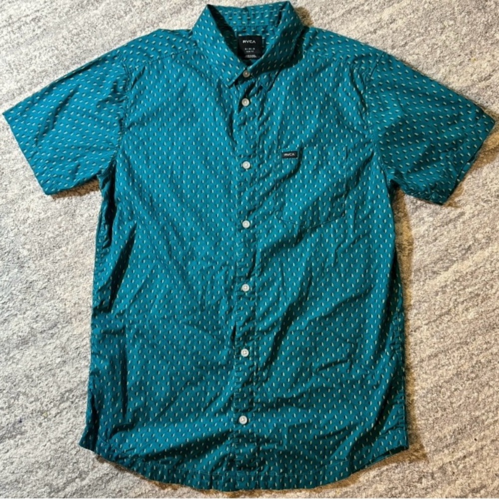 RVCA Blue Casual Button Down Shirt